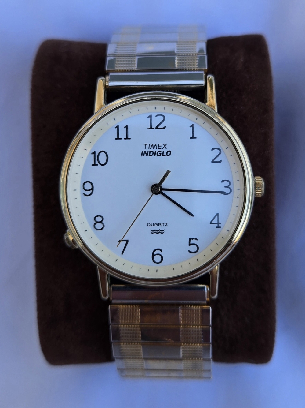 Timex Indiglo Gold-Tone Case with White Dial Men's Watch